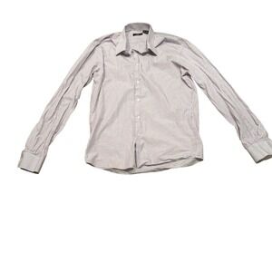 BOSS Hugo Boss Mens Striped Dress‎ Shirt 17 36/37 Purple White Button Down
